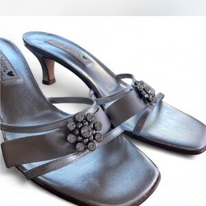 Brighton Silver Heels with Crystal Embellishments